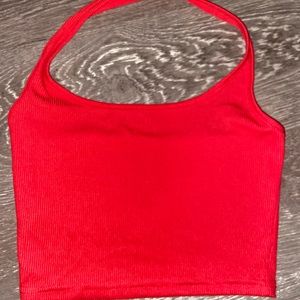 Red, around the neck crop top